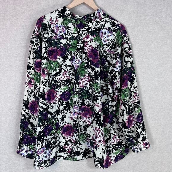 J Jill Womens Floral Button Up Top Size XL Petite Bloomcore Office Career Artsy - Picture 6 of 9